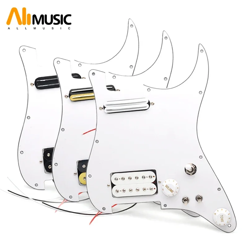 Alnico 5 Prewired ST Pickguard Coil Splitting Pickguard HH(Mini Humbucker+Humbucker) Loaded Pickguard with Humbucker Pickups