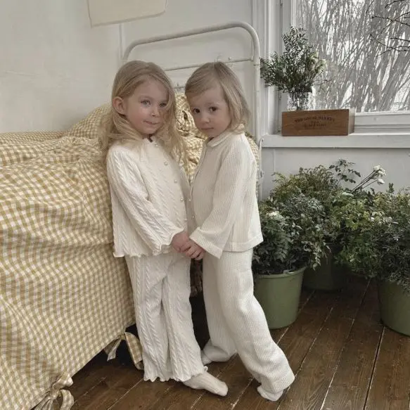 

2023 pring and Autumn Girls' Thick Rope Knitted Fashion Coat+Pants Children's Two Piece Set kids clothes girls