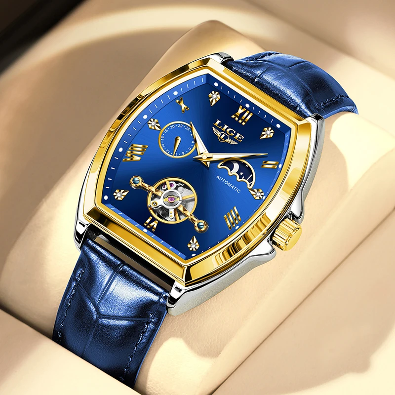 LIGE 2025 ساعات أوتوماتيكية للرجال موضة الأعمال الفاخرة ساعة رجالي مقاوم للماء مضيئة توربيون ساعات المعصم Reloj Hombre #4