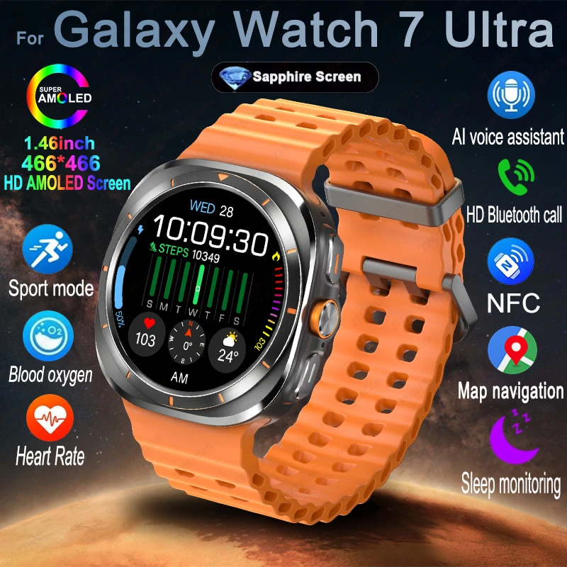 

For Samsung Galaxy Watch Ultra New GPS Tracking Smart Watch Men Amoled Screen Heart Rate Bluetooth Call NFC Sports Smart Watch