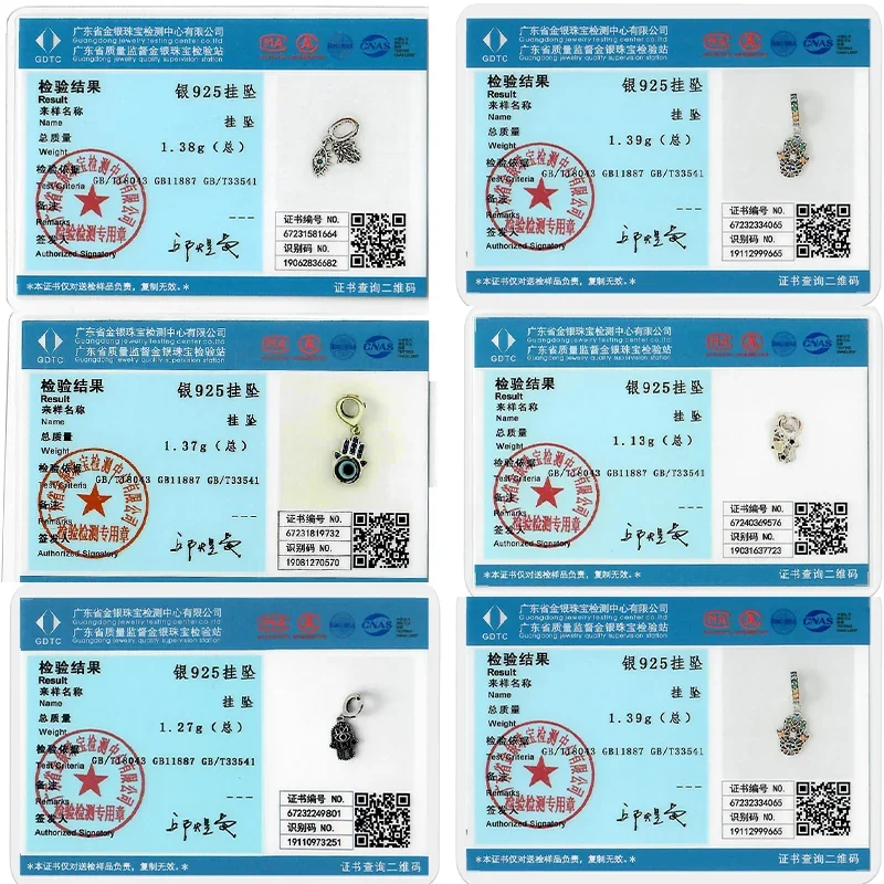 925 Sterling Silver Hamsa Hand Evil Eye Charms Color S925 Beads Pendent Fit Original Bracelets DIY Fine Jewelry Gifts for Women