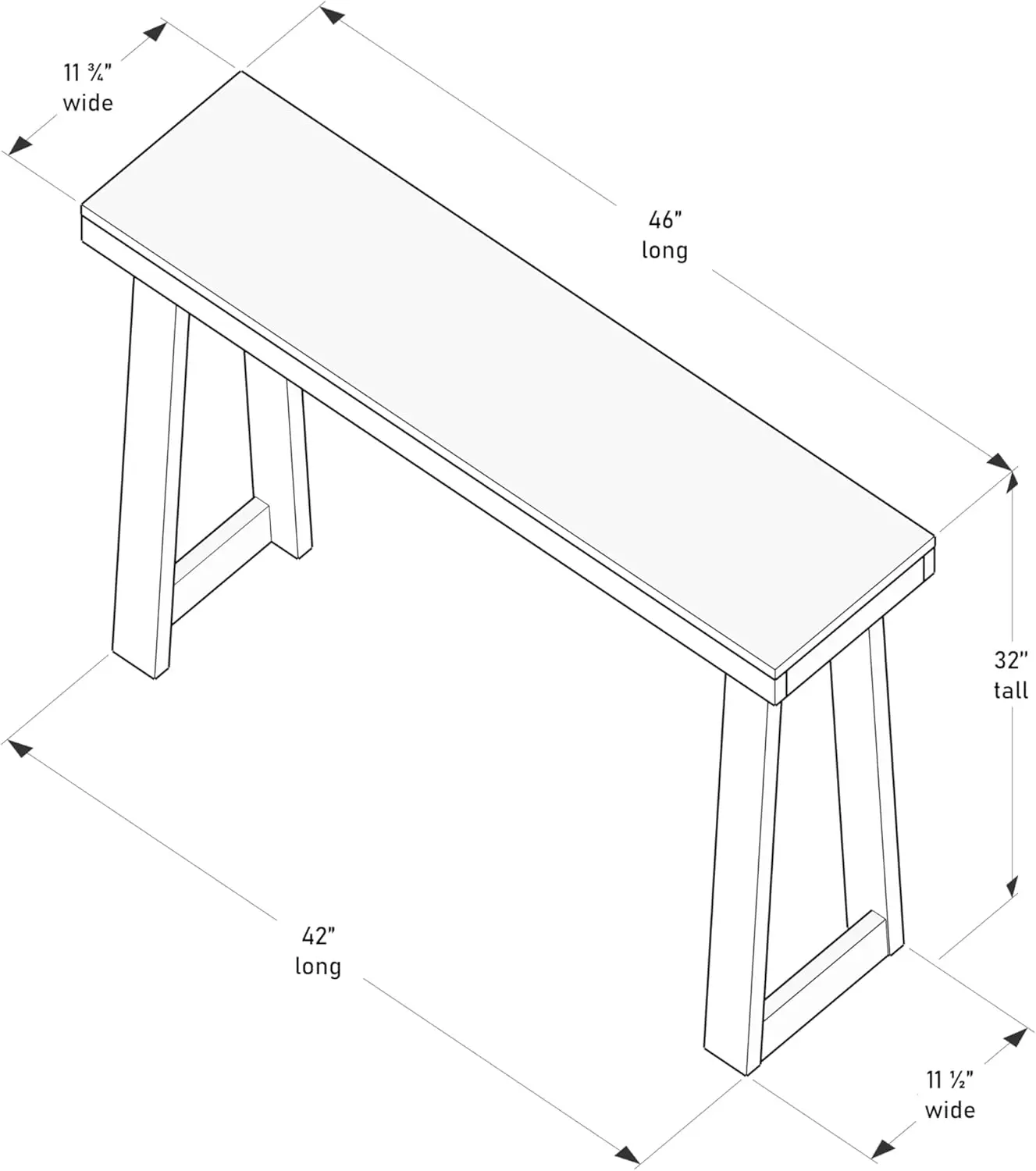 Solid Wood Console Table, 46.25 Inch, Sofa Table, Narrow Entryway Table for Hallway, Behind The Couch, Living Room, Foyer, Easy