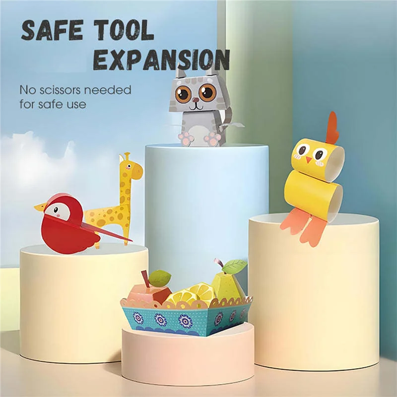 AINY-Kids DIY Craft Toymontessori Montessori Educational 3D Handmade Origami Book Cartoon Animal/Fruit Paper For Children