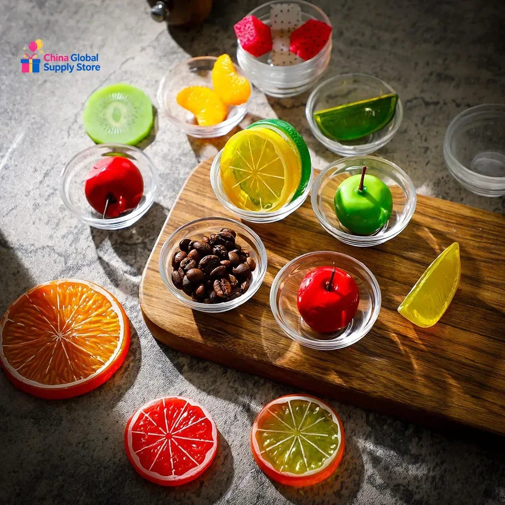 10Pcs Clear Small Glass Bowls Set Stackable Soy Sauce Dipping Prep Serving Bowls for Ramekins Snack Fruit Dips Dessert