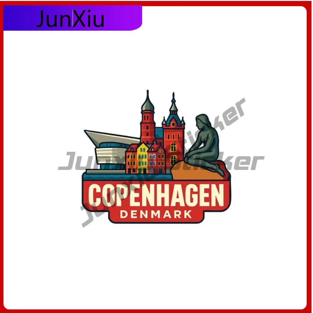 

Copenhagen Denmark Travel Sticker Vinyl Die-cut Decal City Skyline Landmark Design Scratch-proof Exterior Waterproof Decals Pvc