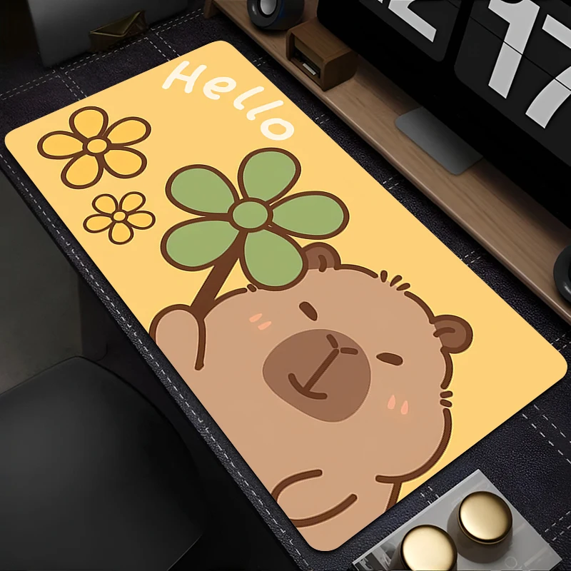 

Keyboard Pad Lock Edge Extended Mousepad Kawaii Office PC HD Print Capybara Cartoon Desktop Protection Mat Rug Anime Mouse Pad