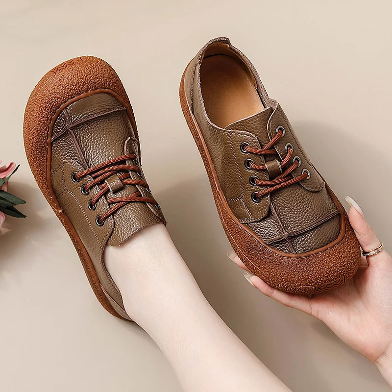 Neue Vintage-Pumps mit plissierter Schleife, Damen-Keilabsatzschuhe, flache Schuhe aus echtem Leder, handgefertigte Slip-On-Loafer für Damen, Retro-Hochzeitsschuhe in Rot. – Detail 31