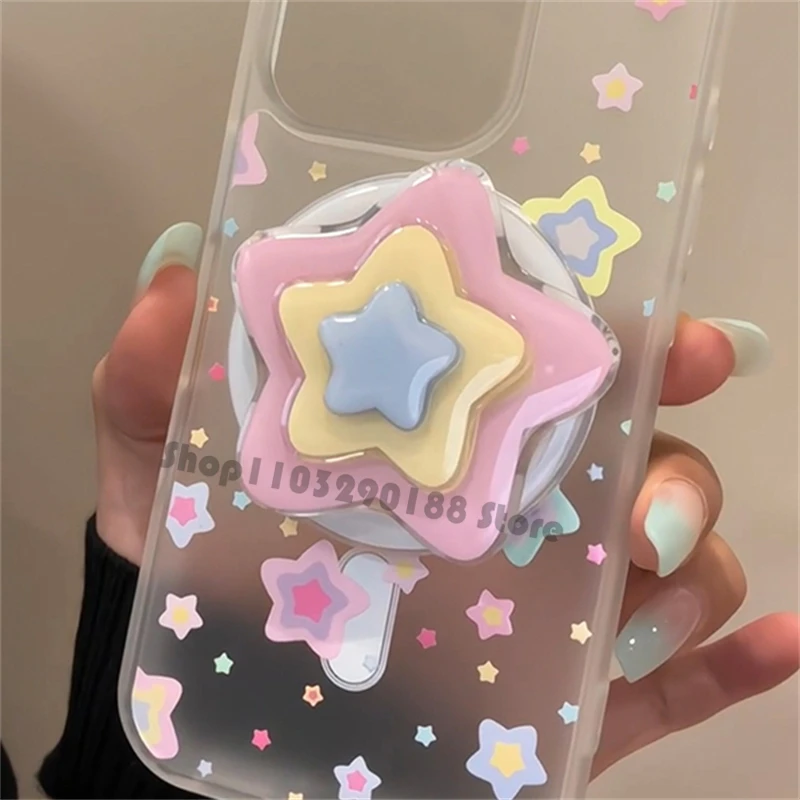 Coreano bonito macaron cor estrela suporte magnético aperto tok griptok suporte do telefone para iphone para pad magsafe smart tok