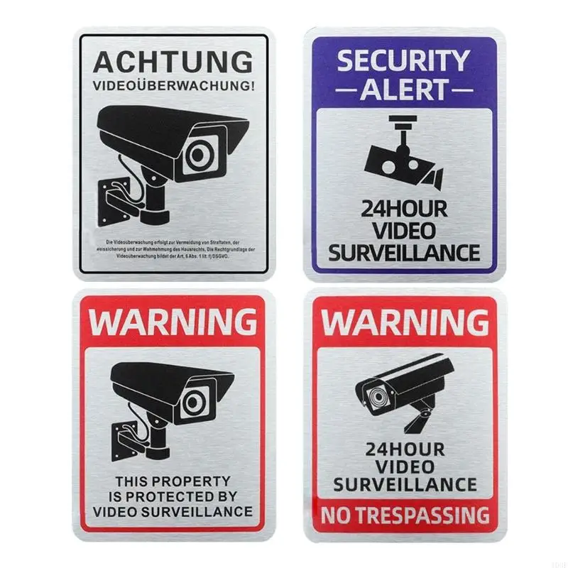 103F Commercial 24Hr Monitoring Warning Plate Permanent Aluminum Substance Quick Mount For Schools Office Complex