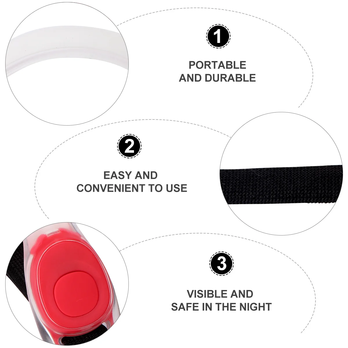 2 قطعة Led تشغيل الضوء الأحمر ليلة السلامة الذراع الساق الفرقة المحمولة مشرق للمشي الركض الدراجات الرياضة في الهواء الطلق التخييم المشي لمسافات طويلة #4