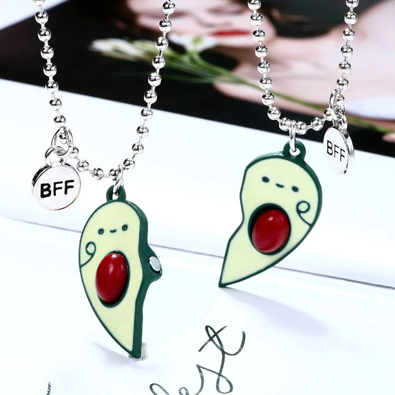 Fashion children's necklace a pair of avocado necklace magnets attract good friends BFF necklace wholesale