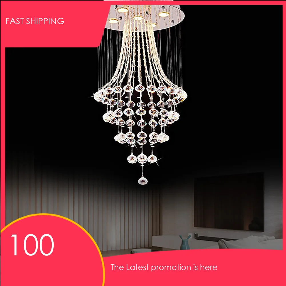 

Living Room LED Ceiling Chandelier Modern Luxury Large Crystal Staircase Hanging Fixture For Loft Hallway Lobby Indoor Lustre