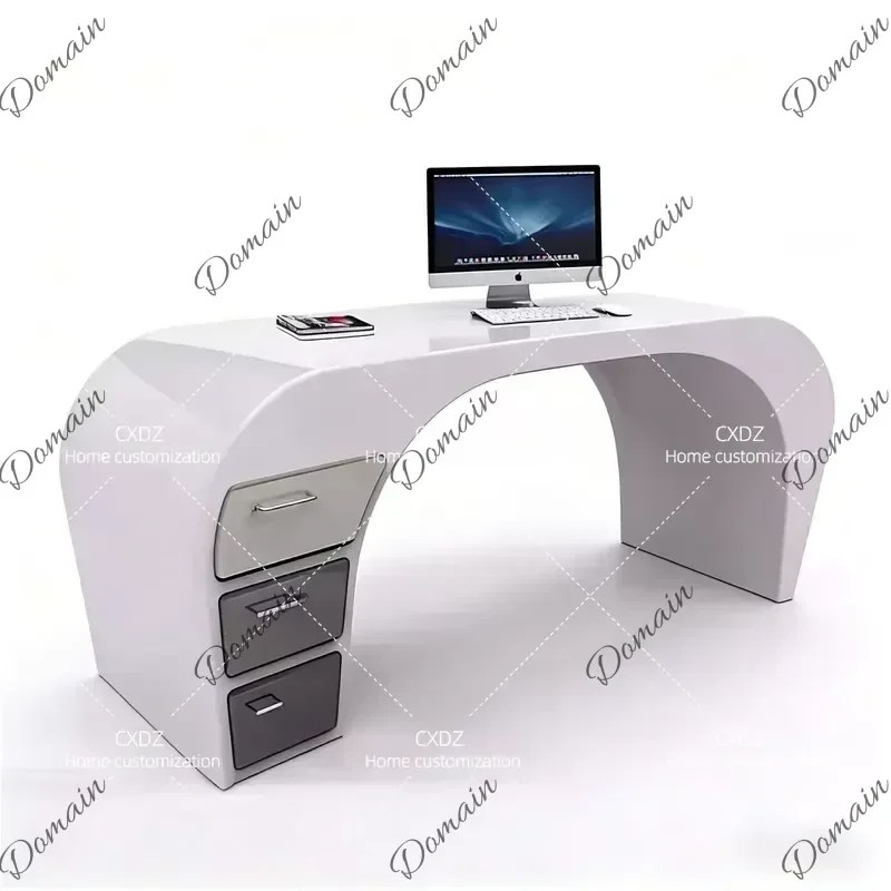 RPS Painted Solid Wood Computer Desk Modern Simple Home Office Writing Table Personalized Executive Boss Desk for Study Room H