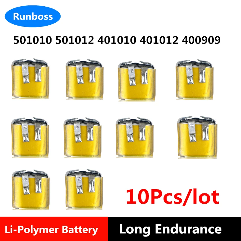 10PCS 501010 501012 401010 401012 400909 Battery For I7 i8 i9 i10 i12 MP3 MP4 GPS TWS Bluetooth Headset Driving Voice Recorder