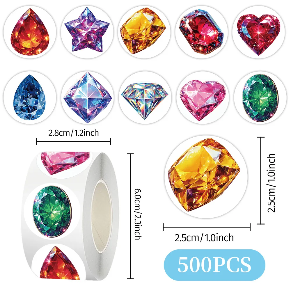 Gem Crystal Sticker Roll, Decorative Sealing Stickers, DIY Journal Labels for Gift Box Decoration & Craft Projects