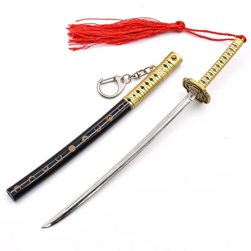 22cm Touken Ranbu Mikazuki Munechika Sword Game Peripheral Metal Springing Samurai Sword Katana Weapon Model Keychain Gift Toys