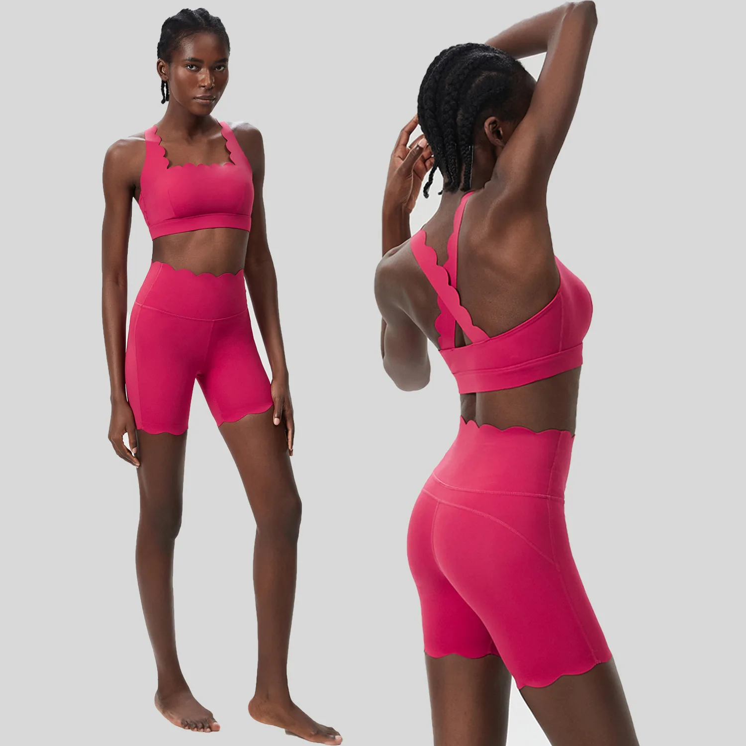 2Pcs Yoga Set Women Gym Set Sports Bra High Waist Yoga Shorts Buttery Soft Quick-drying Running Workout Clothes Sportswear