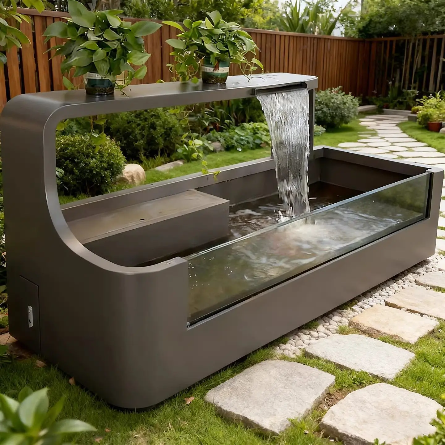 Customized fish pond flower box outdoor courtyard flowing water fish tank garden terrace landscaping circulating water