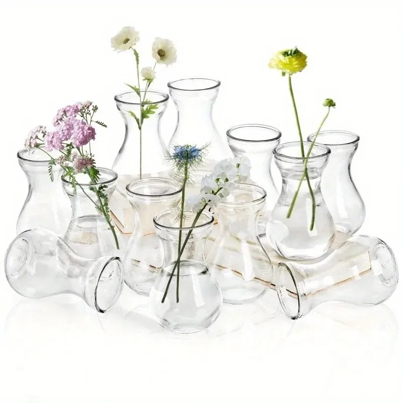 10-20pc Transparent Hyacinth Vase French Vintage Suitable for Decor Centerpieces Lightweight Plastic Round Cylinder Vases