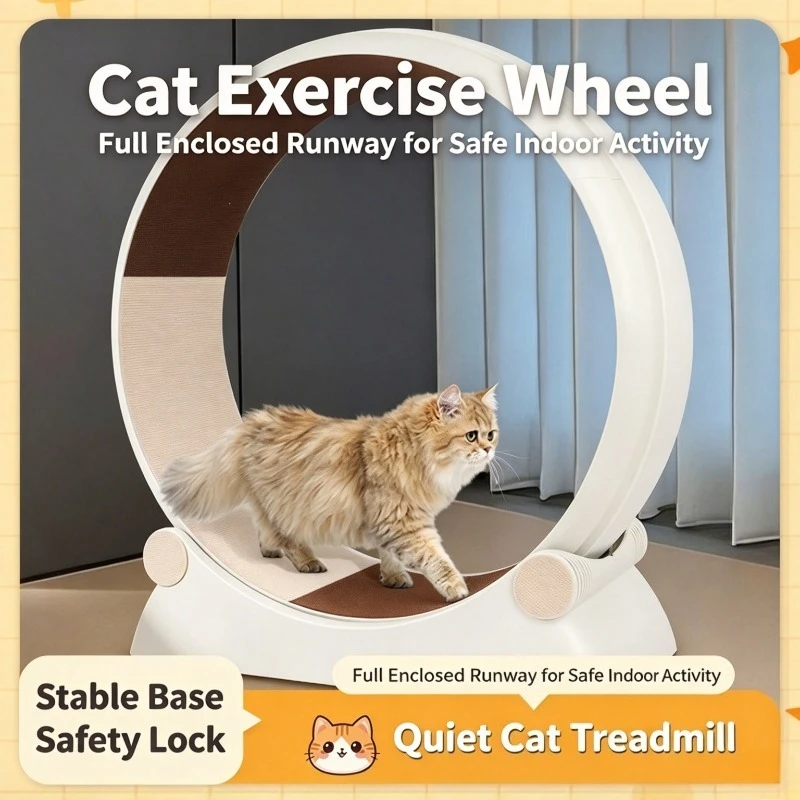 Silent Cat Running Wheel Indoor Large Cats Exercise Wheel Space-Saving Cats Kitten Treadmill Multi Functional Fitness Toys