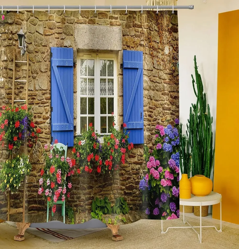 Waterproof Shower Curtain Modern 3D Printing Forest Shower Curtain Natural Landscape Bath Curtain With Hooks For Bathroom