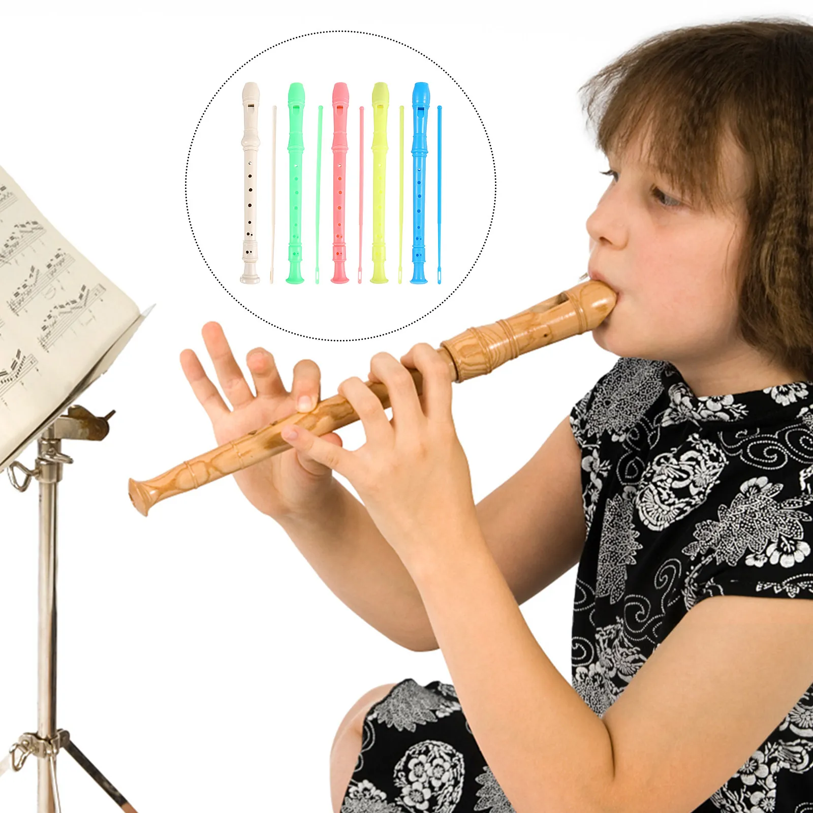 5Pcs Colored Soprano Recorders ABS Plastic for Beginners Educational Music Instrument Rhythm