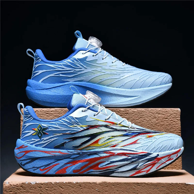 أحذية رياضية خضراء للجري للرجال بتصميم بإبزيم دوار أحذية ركض من الكربون للنساء أحذية رياضية رجالية خفيفة الوزن قابلة للتنفس #2