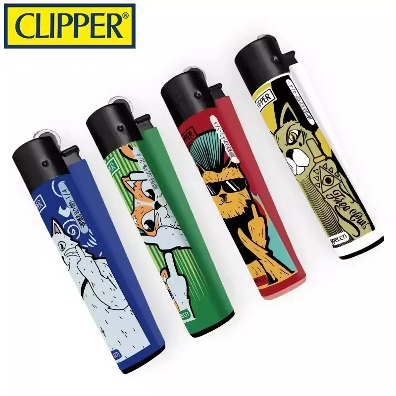 Clipper Open Flame Grinding Wheel Lighter Small and Inflatable Lighter Personalized Pattern Clipper Lighters Smoking Men\'s Gift