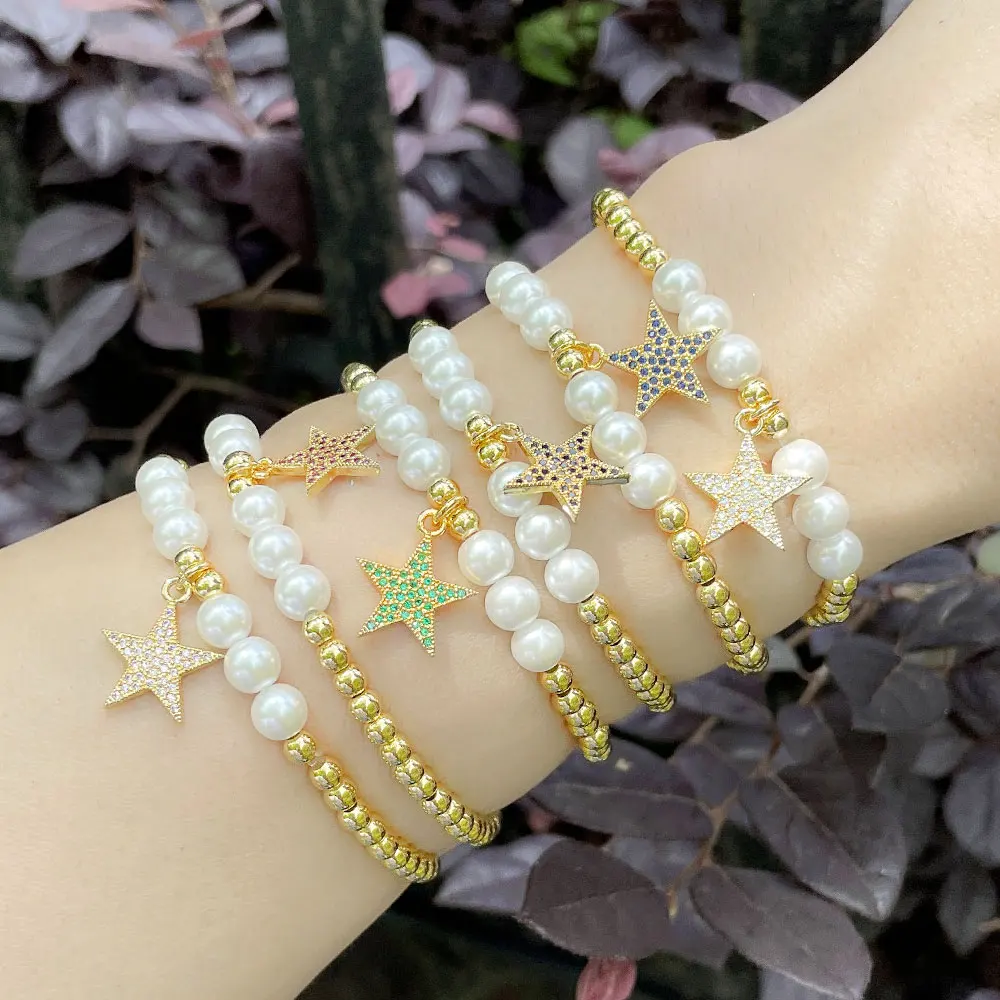 Clearance Bracelet / Gold Plated Beaded Bracelets for Women CZ Jewelry Gifts pulsera brtg57