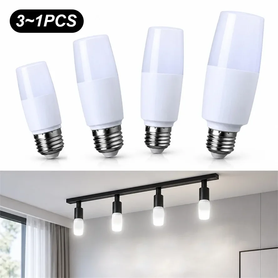 No Flicker 1-3PCS E27 Light Bulb White Light 3-year Warranty 220V LED Cylindrical Corn Bulb Home Office Decoration Lighting Room