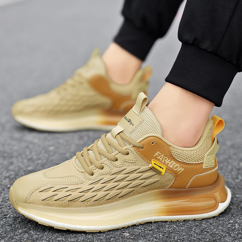 

Креативный дизайн с высоким вырезом, блокирующий цвет, удобная износостойкая мужская обувь для бега на толстой подошве, модная и модная спортивная обувь