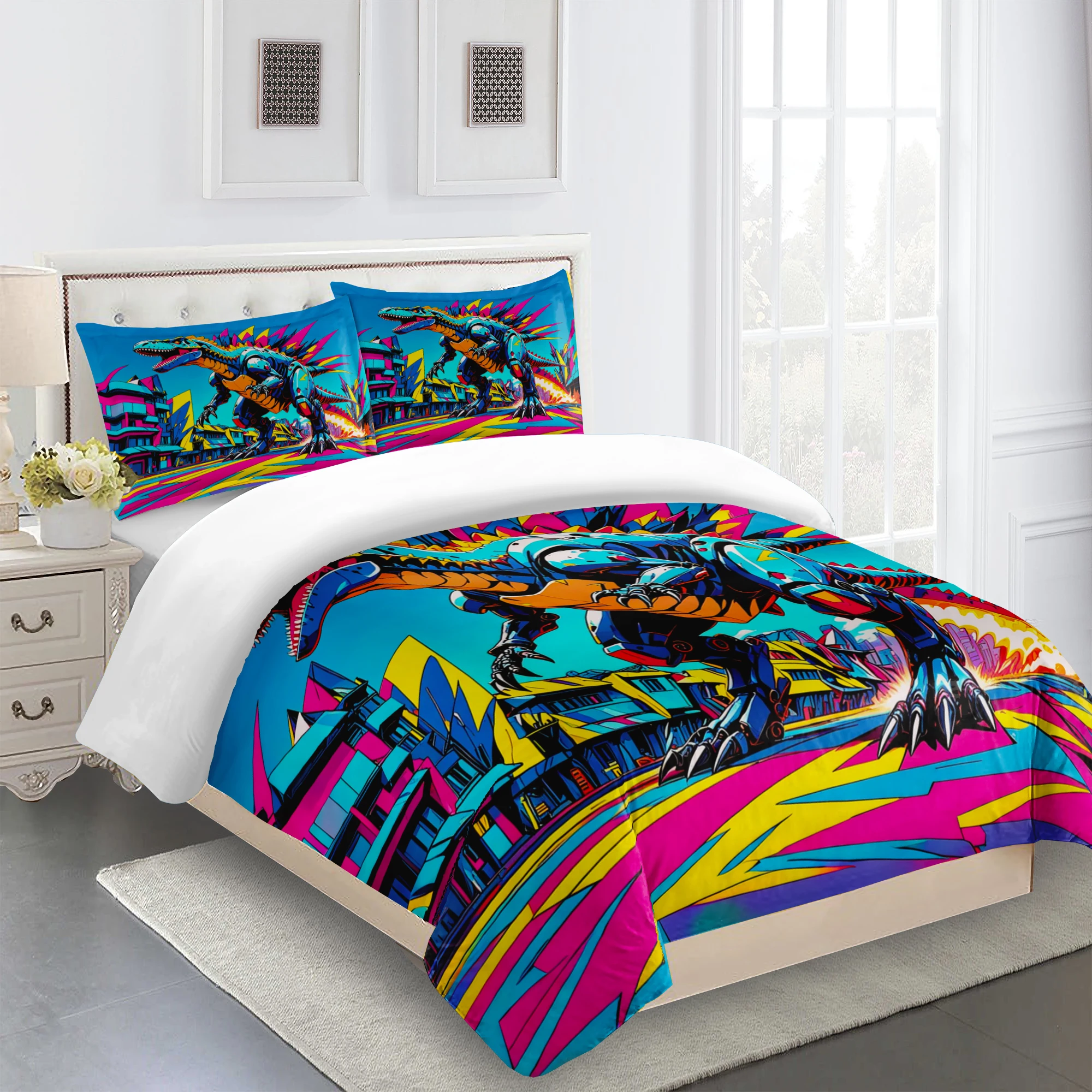 

Colorful Tyrannosaurus Rex for Kids Boys Girls Duvet Cover Set Animals Pattern Bedding Set Room Decor Can Purchased Separately