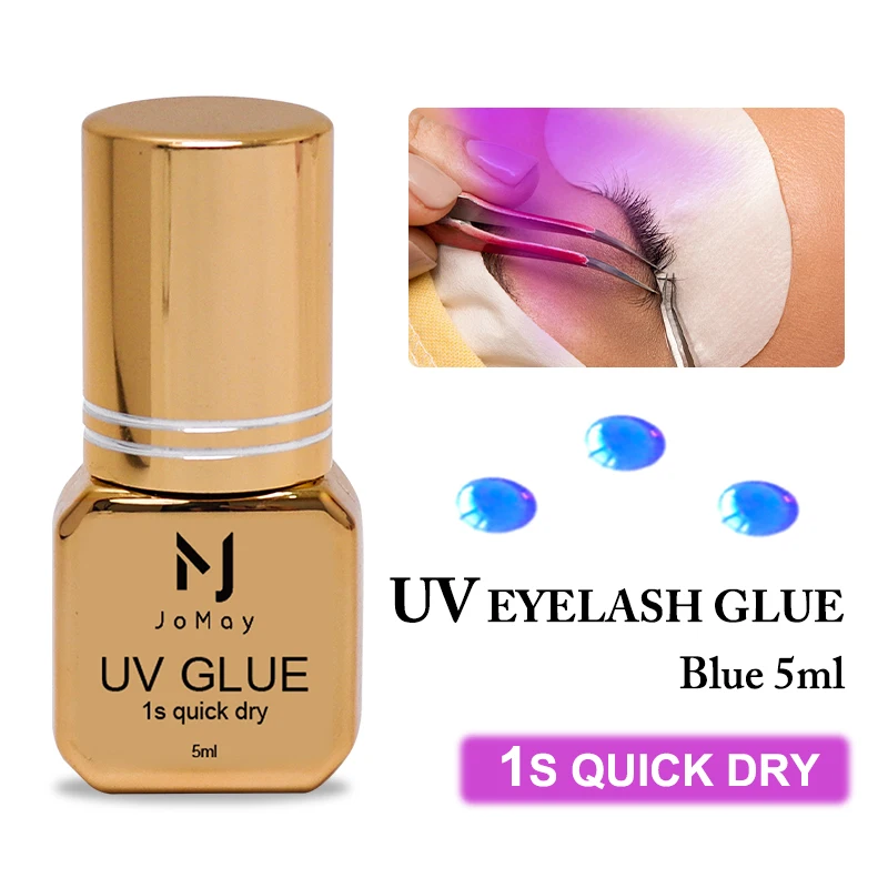 Cola para cílios, cola uv preta, cílios postiços, adesivo de extensão de cílios, cura leve, secagem rápida, roxo, azul, ferramenta de maquiagem