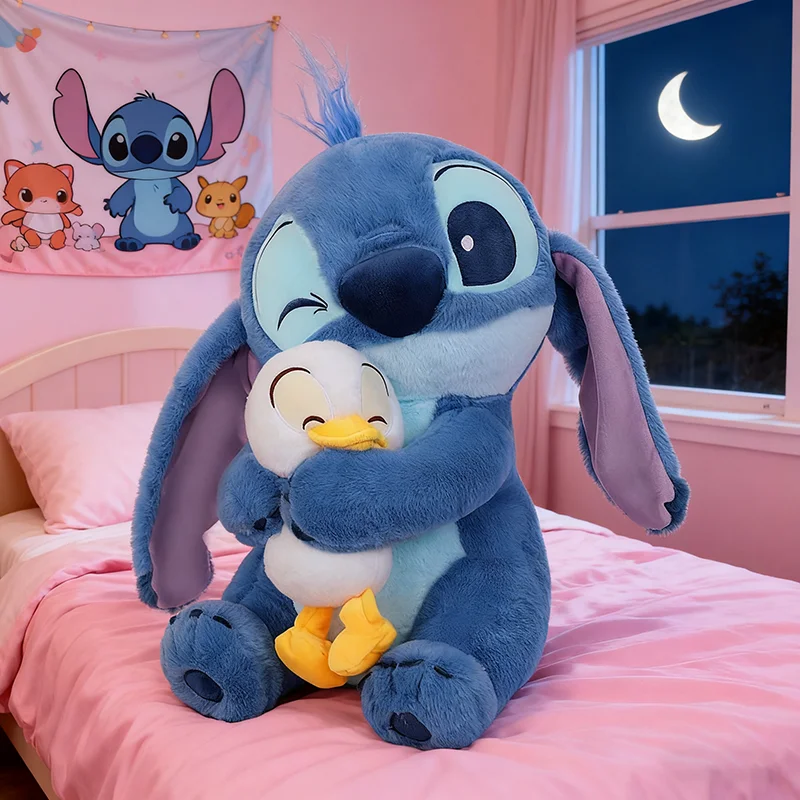 

Kawaii Stitch Hugged Donald Duck Plush Toys Doll Cartoon Soft Comfortable Stuffed Pillow Appease Toys Birthday Christmas Gifts