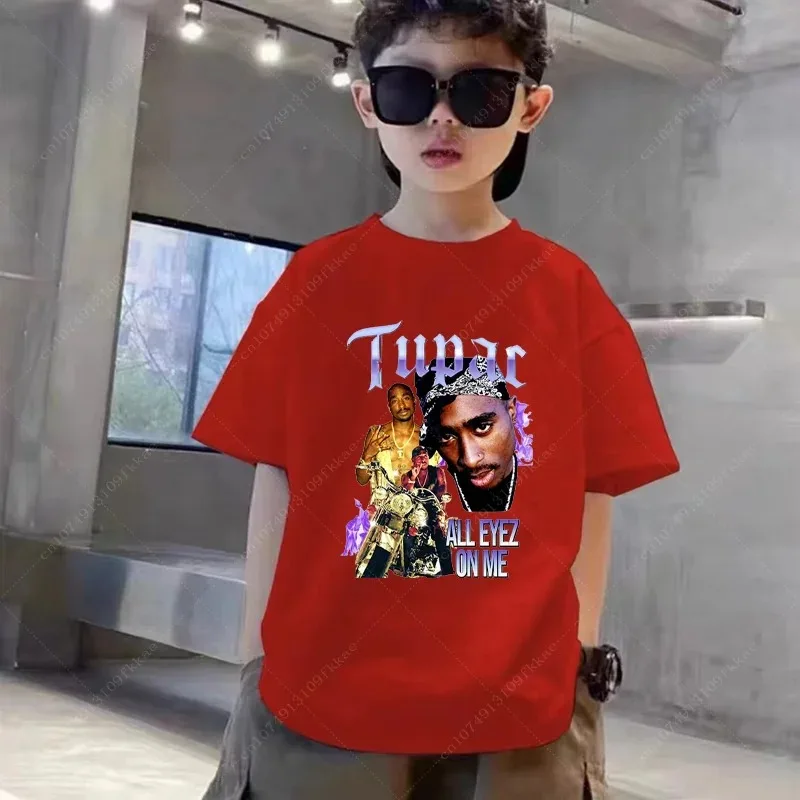 Tupac 2pac Rapper Thug Life Hip Hop Fashion Kids T-shirt Baby Boys Girls Clothes Summer Children Cotton Short Sleeve T Shirt Top