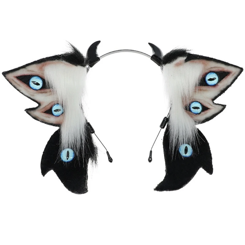 Diadema De Orejas De Gato O Murciélago Peludas – Cosplay De Halloween Con Ajuste Libre Y Piel Sintética