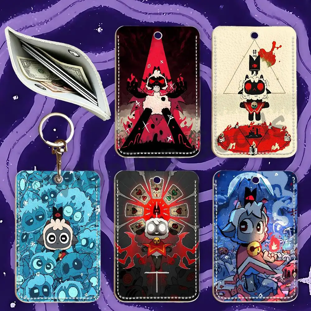 C-Cult Of The L-Lamb Leather Card Holder Pouch Keychain Coin Purse Rectangle ID Card Case Textured Pattern