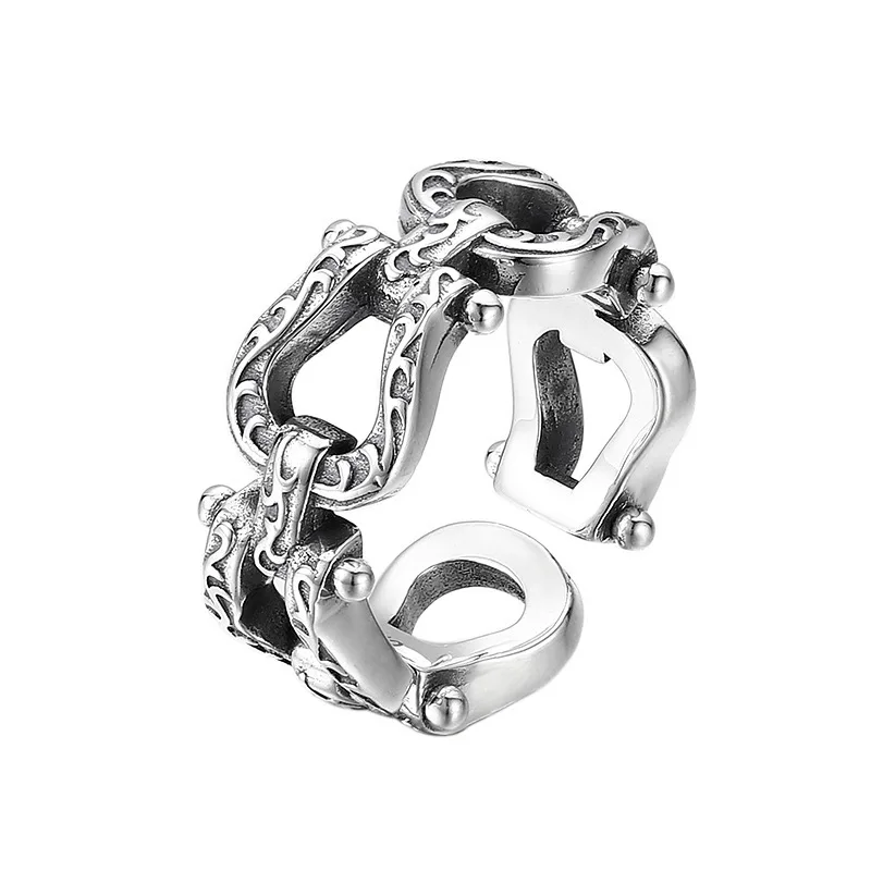 Wholesale 925 sterling silver tangca pattern horseshoe buckle ring for men and women live ring thai silver retro punk jewelry