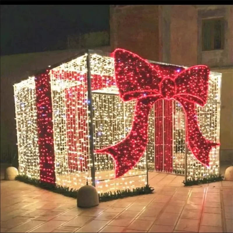 Outdoor 3D Luminous Bow Pattern Projection Lamp LED Holiday Commercial Decorative Illuminator