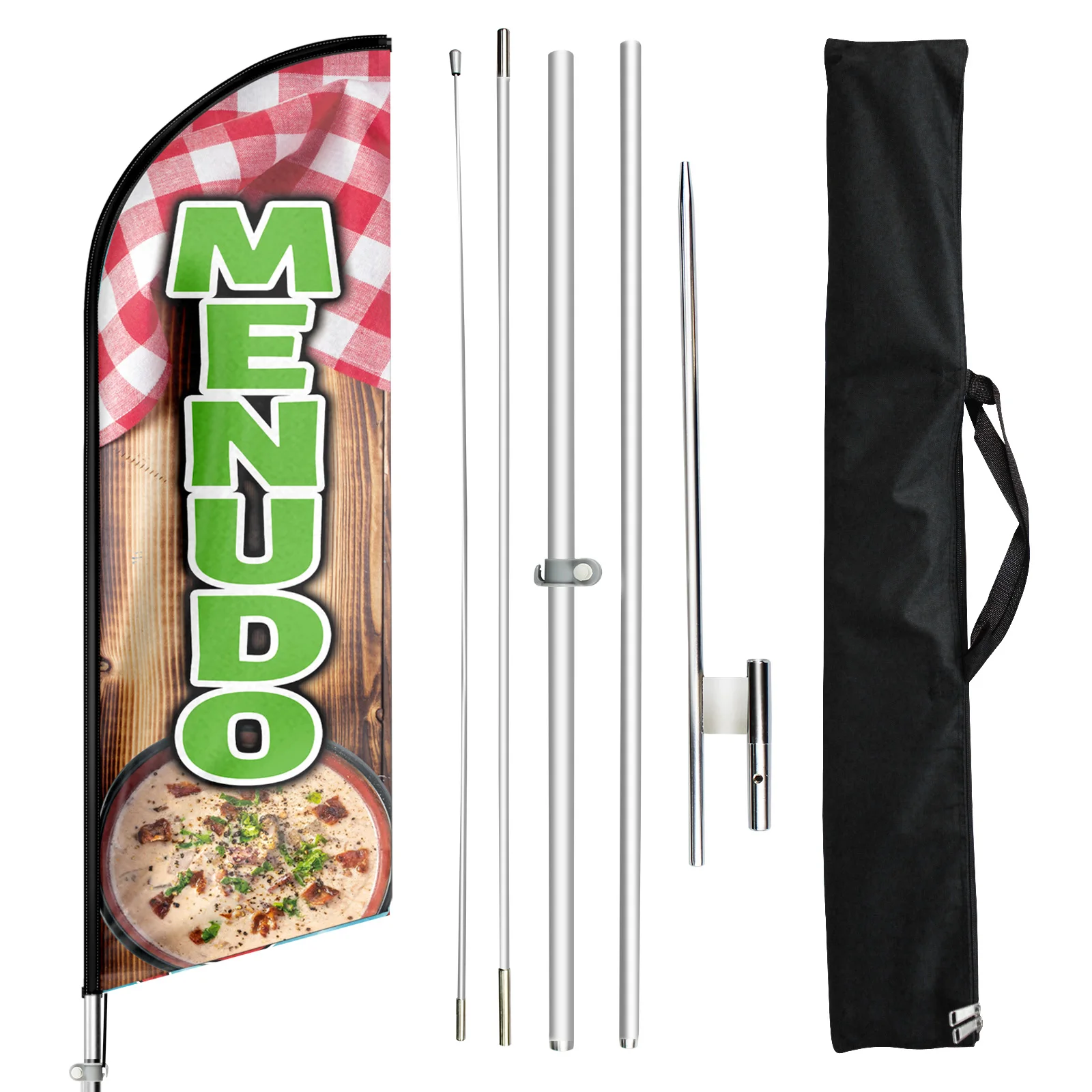 

FSFLAG 1PCS 11FT Menudo Advertising Feather Flag with Pole Kit and Ground Spike Swooper Banner Decorations