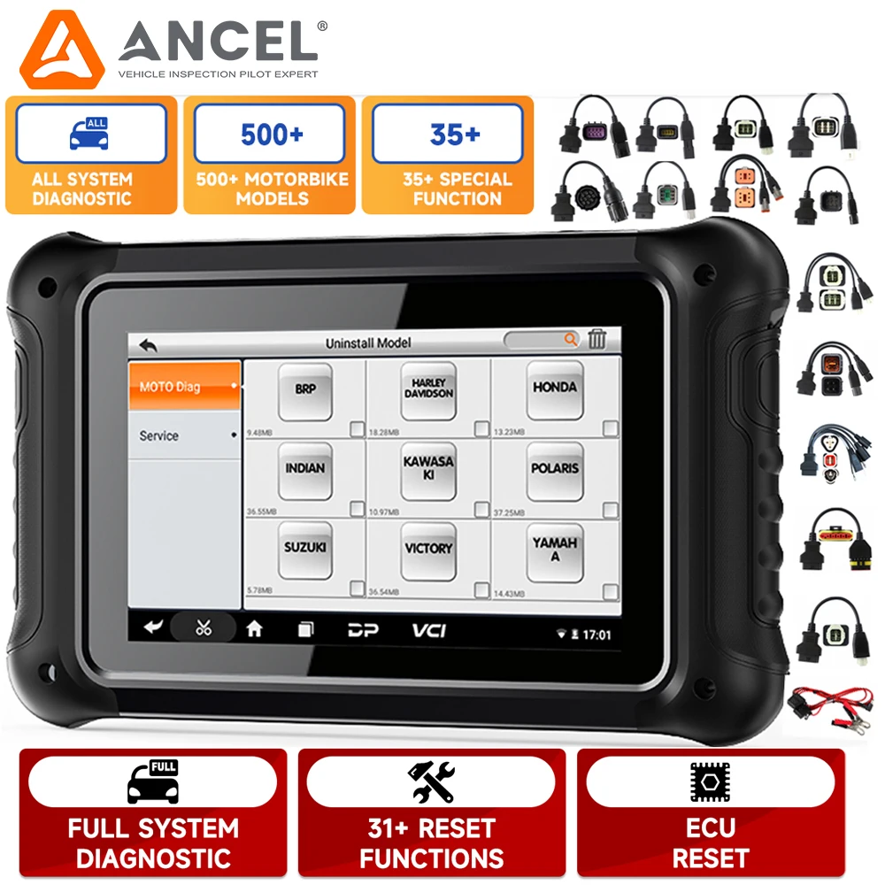 ANCEL MT700 Motorcycle Scan All System For BMW/Ducati/Honda/Yamaha/Suzuki Oil Service ECU Reset ABS Bleeding OBD Diagnsotic Tool