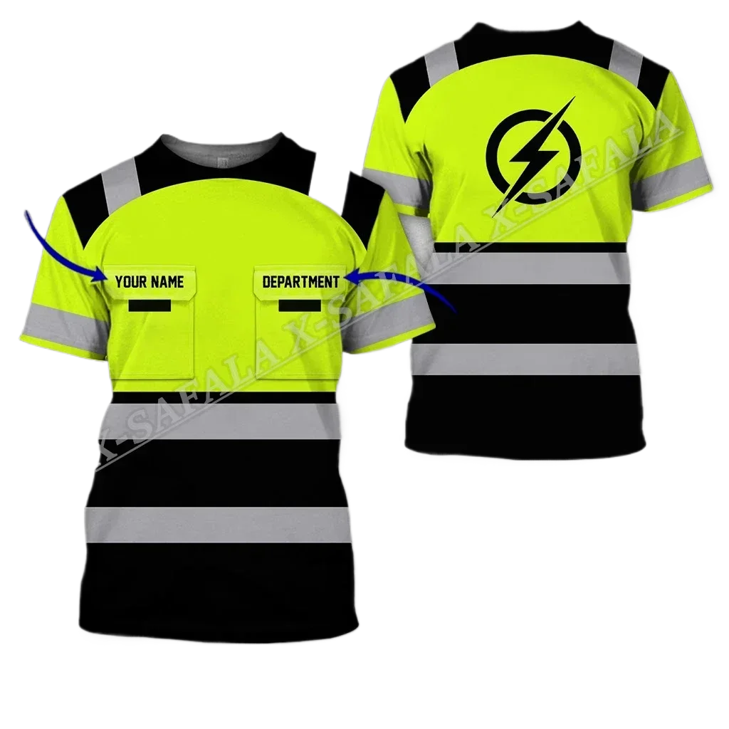 

Custom Name Lineman Welder Trucker Mechanic Electrician Truck 3D Print T-shirt Men Top Tee Non-Workwear Cosplay Safety Uniform