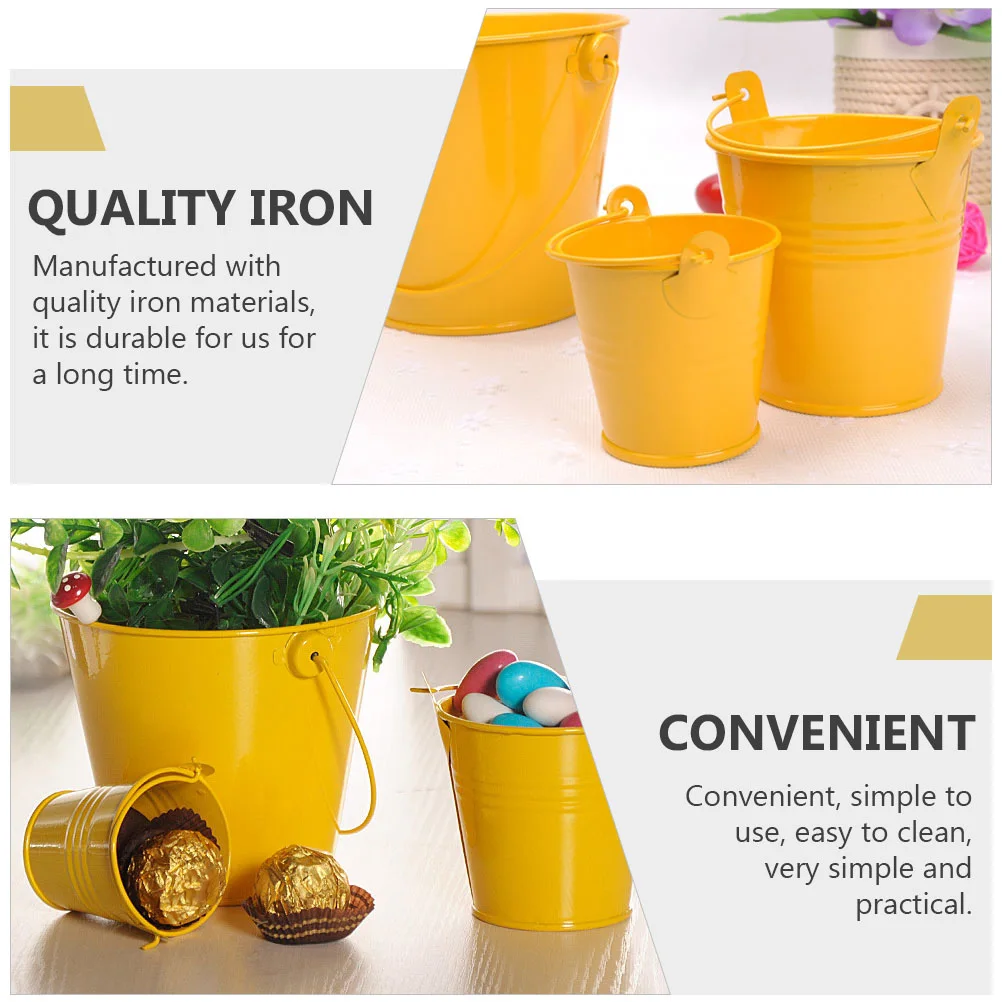 

3Pcs Iron Art Flower Bucket Vintage Style Retro Metal Flower Pot for Dried Flowers Arrangement Garden Decor Desktop Decoration