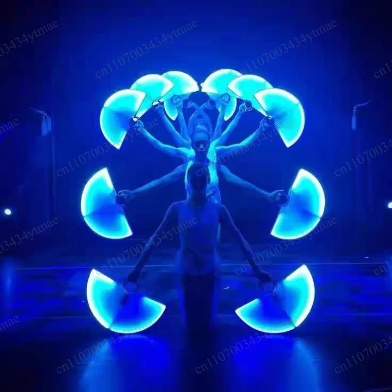 LED Color‑Changing Handheld Rotating Light‑Up Fan, Glowing Rave Prop for Nightclub Bar DJ Party Dance Performance