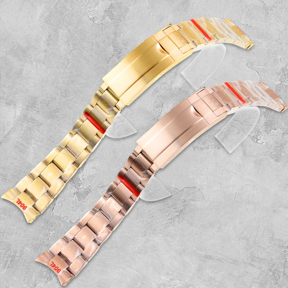 

20mm Width Solid High Quality Stainless Steel Watch Strap For Seiko NH35 NH36 SUB Case Folding Buckle Silver Oyster Bracelet