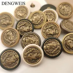 15mm 17mm Resin And Metal Combination Lion's Head Pattern Small Buttons Shirt Cuffs Clothing Sewing Accessories Sewing Buttons