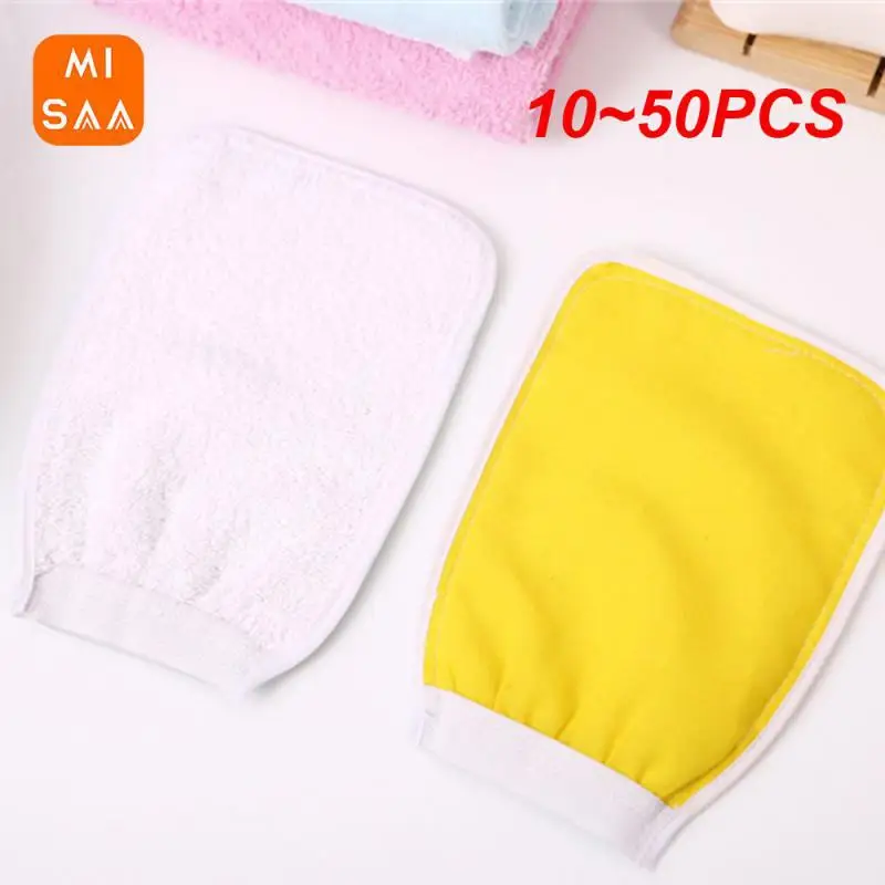 10~50PCS Bath Towel Gloves Clean Multicolour Adsorption Force Bathroom Products Sanded Solid Surface Double Sided Rubbing Gloves