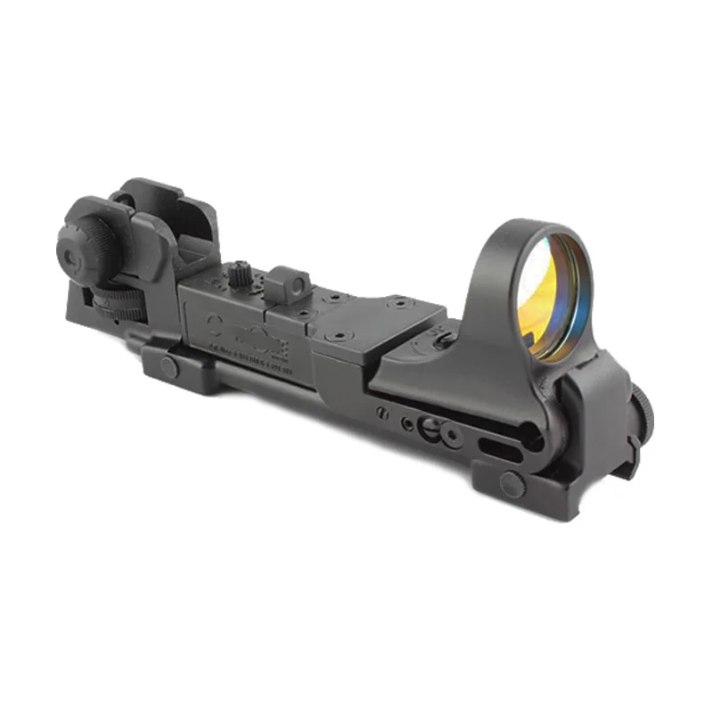 Tactical C-MORE Red Dot Sight Hunting Airsoft Rifle Scope with AR Rear Iron Sight Integral Picatinny Mount Aluminum Construction