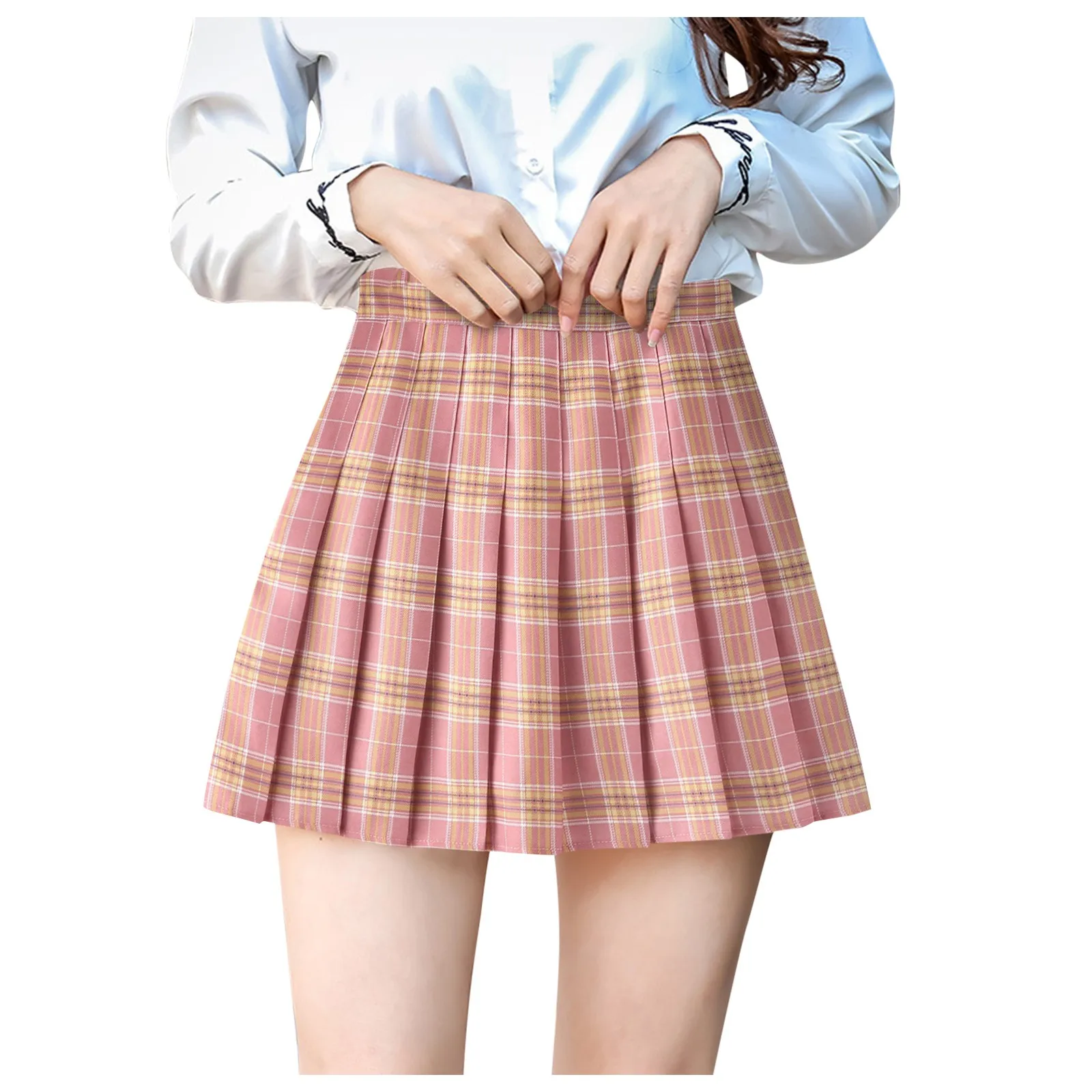 Jupe Plissée à Carreaux de Style Preppy pour Femme, Uniforme Taille Haute Chic, brev, Harajuku