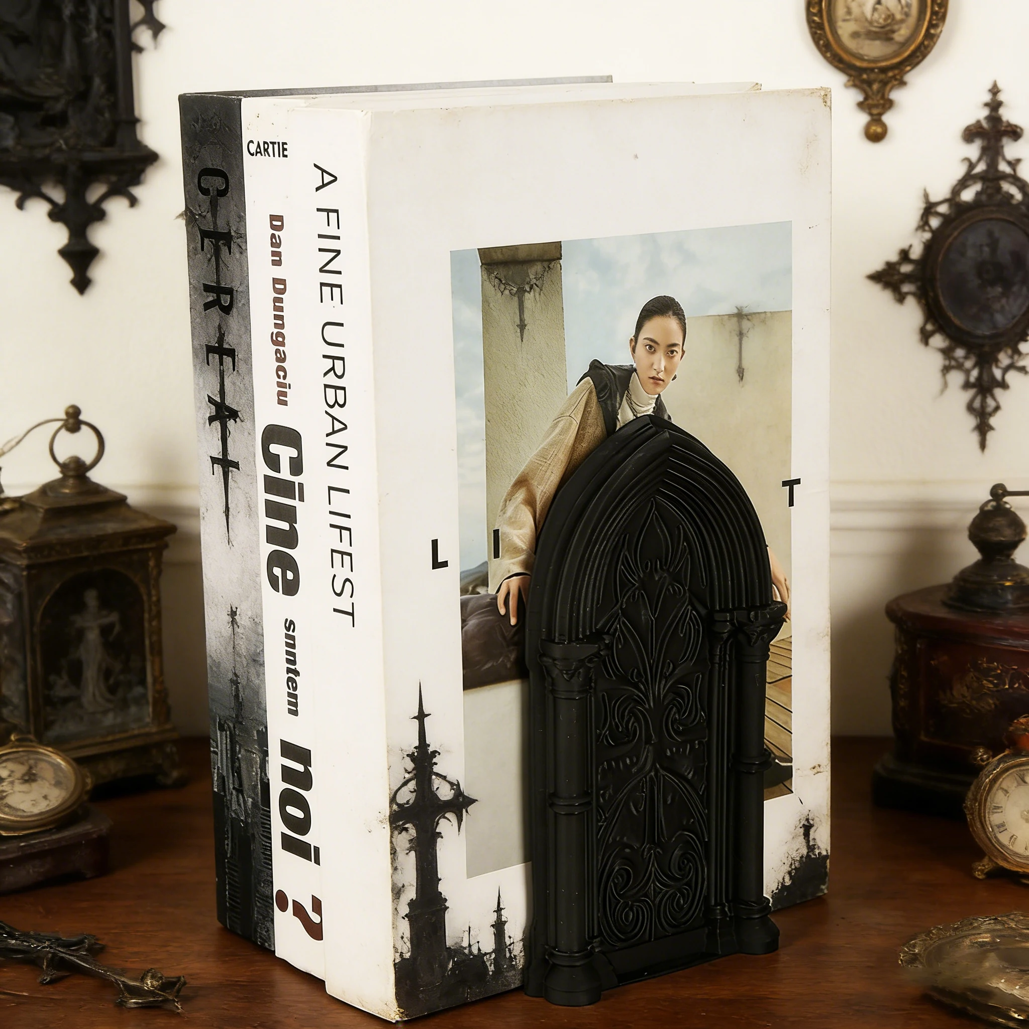 Cross-Border Gothic Style Church Arch Carved Bookends For Retro-Style Home Study Storage & Decoration Scenario
